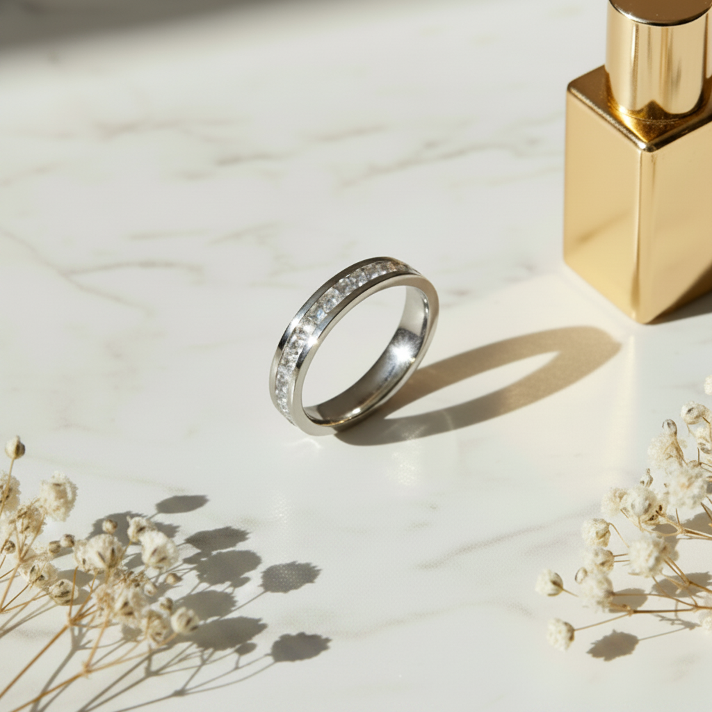 Athena Ring Silver | Florals Bottom Left