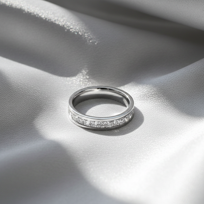 Athena Ring Silver | Grey White Satin