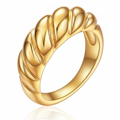 Gold Croissant Ring with Reflection