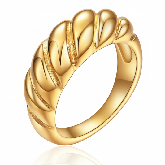 Gold Croissant Ring with Reflection