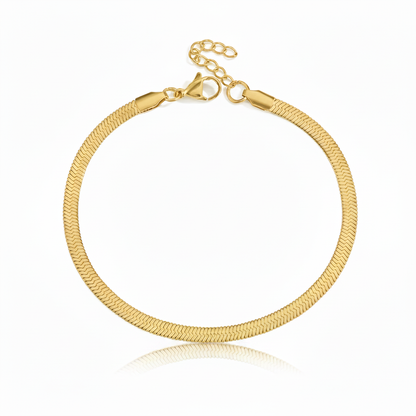Gold Herringbone Bracelet with Reflection