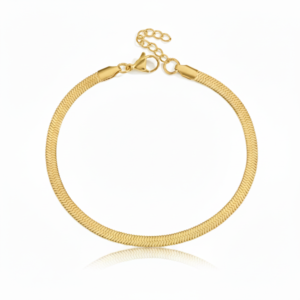 Gold Herringbone Bracelet with Reflection