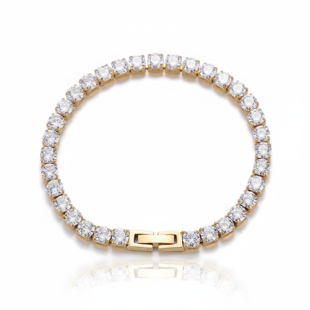 Gold Tennis Bracelet with Reflection