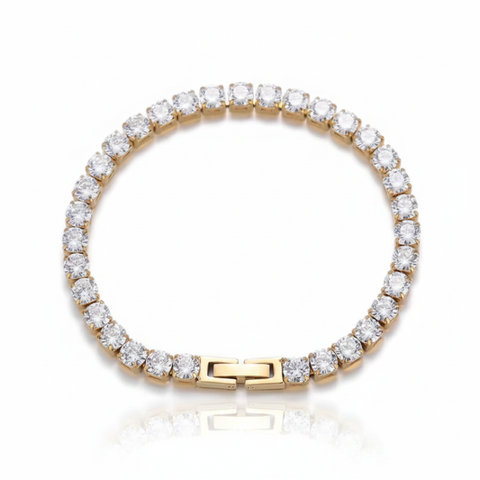 Gold Tennis Bracelet with Reflection