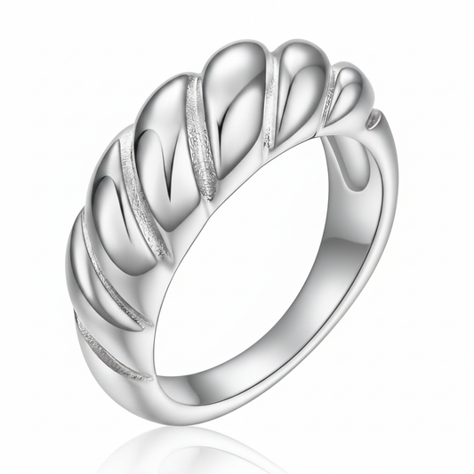 Silver Croissant Ring with Reflection
