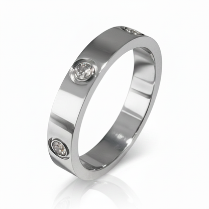 Silver CZ Band Ring with Reflection