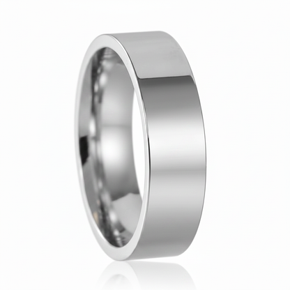 Silver Flat Band Ring with Reflection