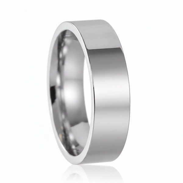 Silver Flat Band Ring with Reflection