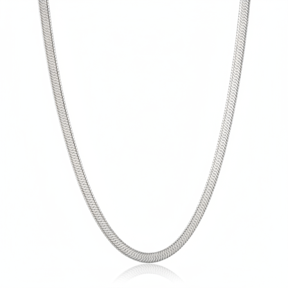 Silver Herringbone Chain Necklace