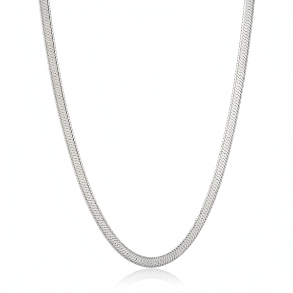 Silver Herringbone Chain Necklace