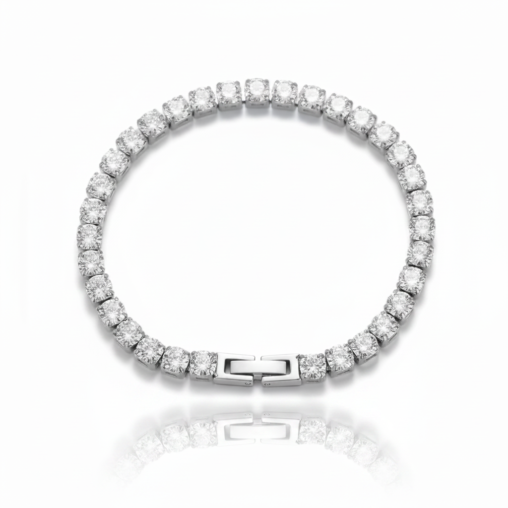 Silver Tennis Bracelet with Reflection