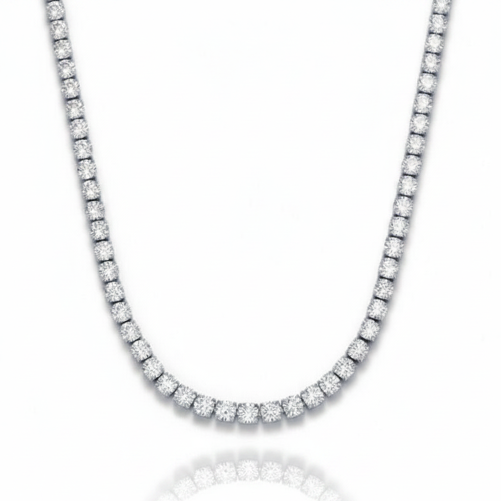 Silver Tennis Necklace with Reflection