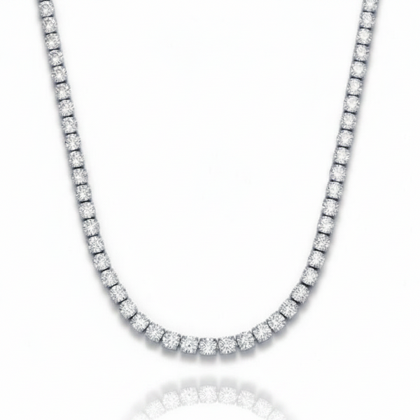 Silver Tennis Necklace with Reflection