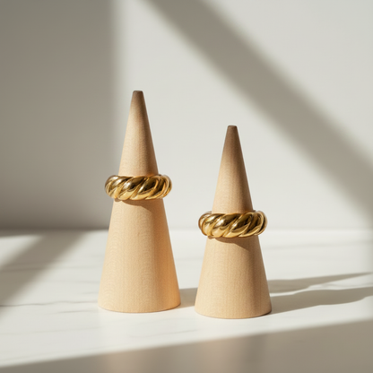 Two Rings on Light Wood Cones — Cool Lighting