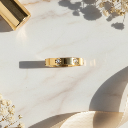 Zoe Ring Gold | Bird's Eye Marble